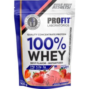 100% WHEY CONCENTRATE / 900G / REFIL / 1 UN. / MORANGO / PROFIT
