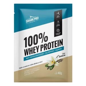 100% WHEY PROTEIN / 40G / SACHE / 1 UN. / BAUNILHA / SHARK / 26G PROTEÍNA
