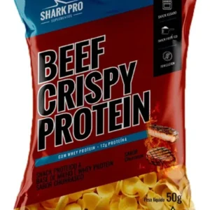 SALGADINHO PROTEICO - BEEF CRISPY PROTEIN / 50G / PACOTE / 1 UN. / CHURRASCO / SHARKPRO / 15G PROTEÍNA