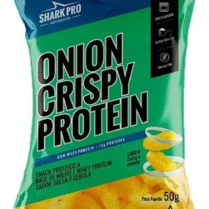 SALGADINHO PROTEICO - ONION CRISPY PROTEIN / 50G / PACOTE / 1 UN. / SHARKPRO / CEBOLA  / 15G PROTEÍNA